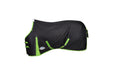 WeatherBeeta ComFiTec Classic Standard Neck Turnout Sheet (0g Lite) in Black with Lime Green Trim on White Background