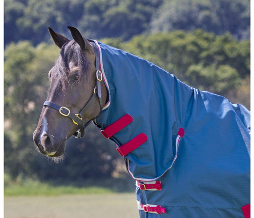 Shires Tempest Original Turnout Neck Cover (0g Lite) in Navy Forest - On Horse TEAL
