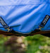 Amigo Hero Ripstop Turnout Sheet (0g Light) in Blue with Navy and Grey Trim - Closeup of surcingles