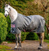 Amigo Hero Ripstop Turnout Sheet (0g Light) in Shadow with Rose and Navy Trim - On standing horse, side view