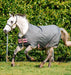 Amigo Hero Ripstop Turnout Sheet (0g Light) in Shadow with Rose and Navy Trim - On horse running