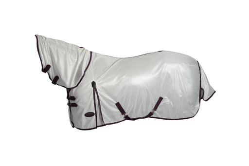 WeatherBeeta ComFiTec Essential Mesh II Combo Neck Fly Sheet (No Fill) - White with Maroon & Gray Trim in Profile View on White Background