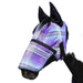 Kensington Fly Mask with Soft Mesh Ears, Removable Nose & Forelock Hole in Lavender Mint Plaid