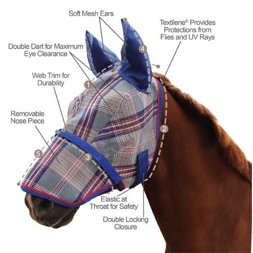 Kensington Fly Mask with Ears and Removable Nose Features Highlight