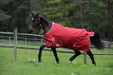 WeatherBeeta ComFiTec Classic Standard Neck Turnout Blanket (220g Medium) in Red with Silver/Navy Trim