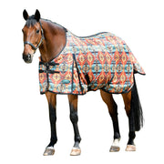 WeatherBeeta ComFiTec Essential Mesh II Standard Neck Fly Sheet (No Fill) in Western Sunset Print - On horse from side with white background