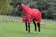 WeatherBeeta ComFiTec Classic Combo Neck Turnout Blanket (300g Heavy) in Red with Silver/Navy Trim