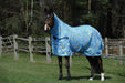 WeatherBeeta ComFiTec Essential Mesh II Combo Neck Fly Sheet (No Fill + Hood) in Seahorse Print - On horse from side