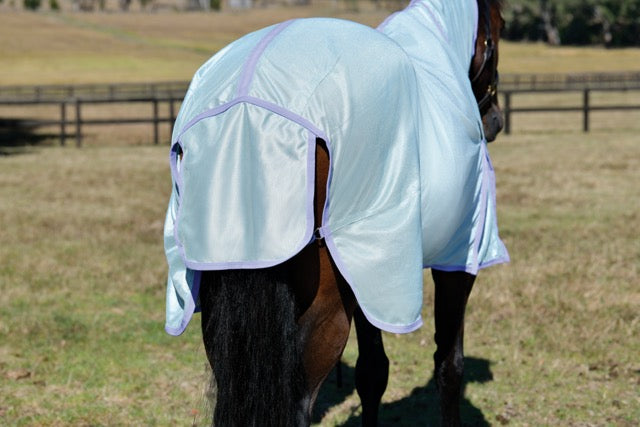 Saxon Mesh Combo Neck Fly Sheet (No Fill + Hood + Gusset + Belly Wrap) - Tail flap