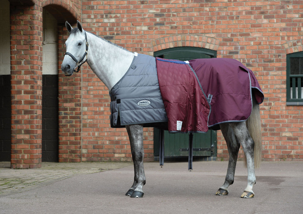 WeatherBeeta ComFiTec Plus Dynamic II Detach-A-Neck Turnout Sheet (0g Lite) in Maroon with Grey/White Trim with Liner