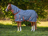 WeatherBeeta ComFiTec Essential Plus Detach-A-Neck Turnout Blanket (220g Medium) in Grey with Orange/Blue Trim