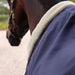 Shires Deluxe Stable Sheet (No Fill) in Navy - Closeup of SherpaFleece neck