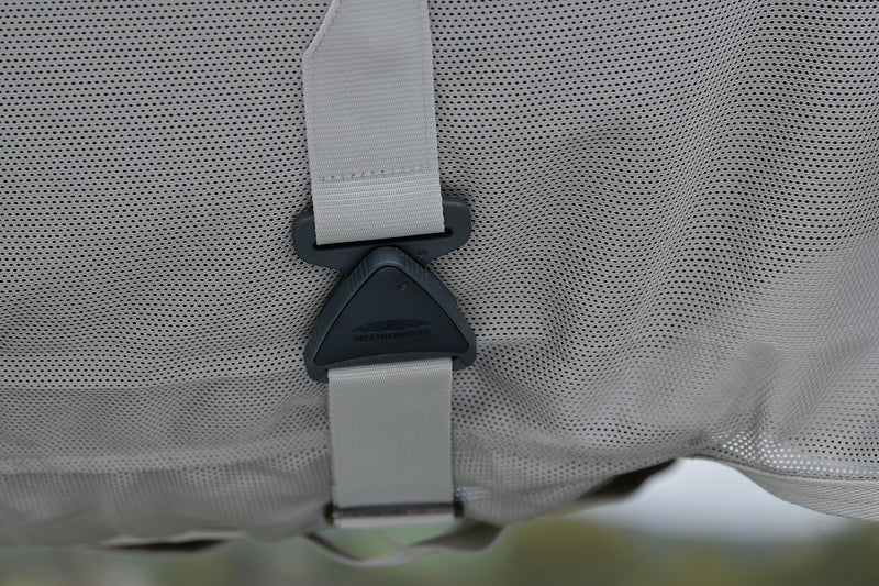 WeatherBeeta ComFiTec Dual Shield Detach-A-Neck Neck Summer Sheet (No Fill + Waterproof) - Twist n' Lock surcingle attachment close-up
