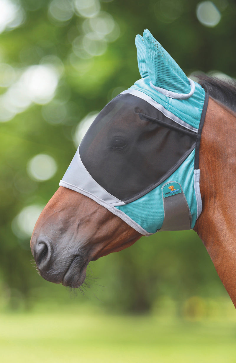Fly Guard Pro by Shires Deluxe Fly Mask With Ears in Green