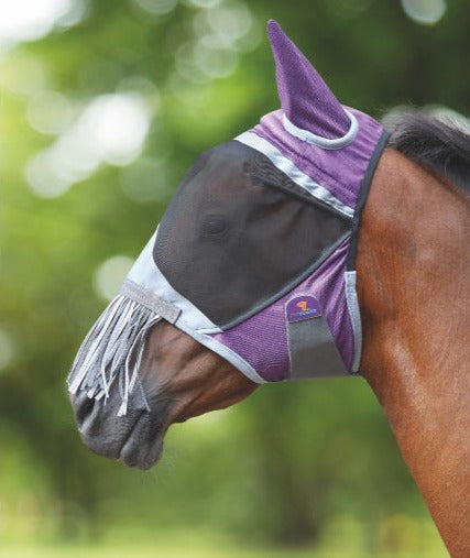 FlyGuard Pro Deluxe Fly Mask With Ears And Nose Fringe