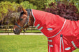 WeatherBeeta ComFiTec Classic Turnout Neck Rug (220g Medium) in Red with Silver/Navy Trim