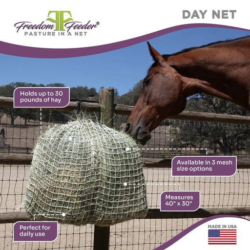 Freedom Feeder Day Net - Slow Feed Hay Net - 4 Flake - 3 Size Mesh Options Freedom Feeder