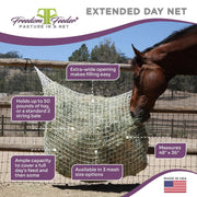 Freedom Feeder Extended Day Net - Slow Feed Hay Net - 2 String Bale - 3 Size Mesh Options Freedom Feeder
