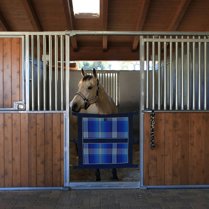 Kensington Equine Horse Stall Door Guard | More Secure Stall Guard In Kentucky Blue Plaid