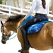 Rider on blue plaid Fleece Bareback Pad with Pockets