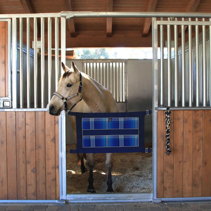 Kensington Equine Stall Guard | Durable Nylon + Breathable Mesh In Kentucky Blue Plaid