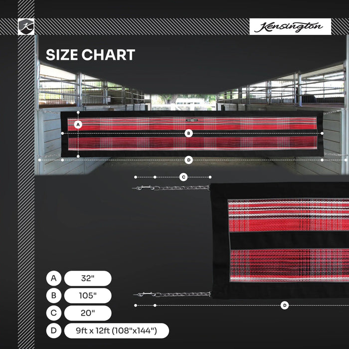 Kensington Equine Aisle Guard w/Hardware | Increase Airflow & Safety Size Chart