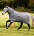 Rhino Plus Hexstop Vari-Layer Turnout Sheet (0g Light, 0g Hood) in Grey with Indigo and Navy Trim - On horse running