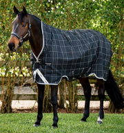 Rhino Wug Vari-Layer Turnout Blanket (450g Heavy) in Black/Grey/White Check (with Grey Trim)