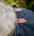 Amigo Hero Ripstop Plus Turnout Sheet (0g Light, 0g Hood) in Shadow with Rose and Navy Trim - Closeup of hood loops