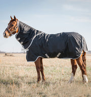 Amigo Stock Horse Turnout Sheet (0g Lite) in Black (Silver Trim)