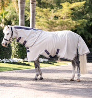 Amigo Bug Rug Plus Pony Fly Sheet (No Fill + Hood) in Silver (Lime/Navy/Pink/Blue Trim)