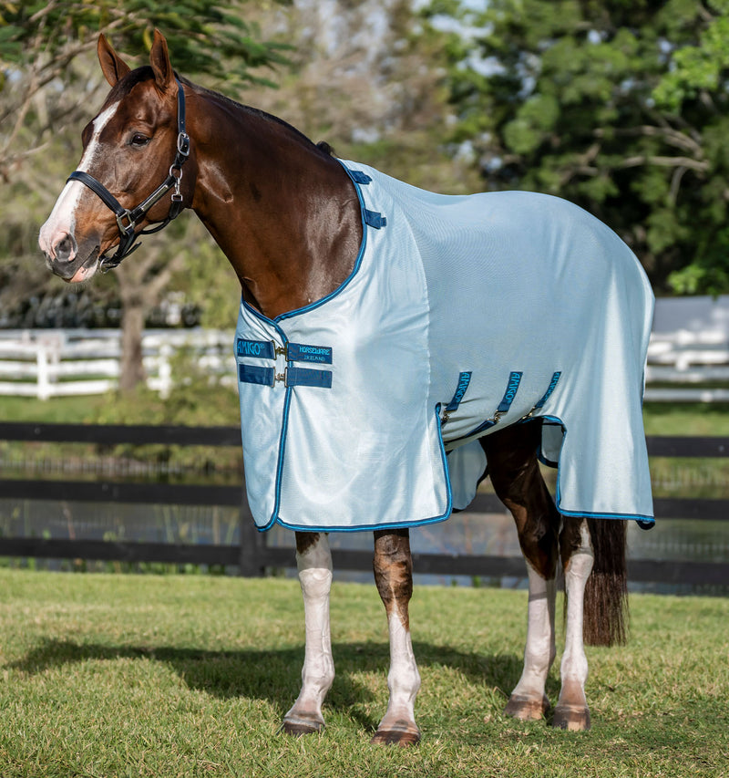 Amigo Bug Buster Fly Sheet (No Fill) in Azure Blue (Navy/Electric Blue Trim)
