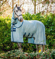 Amigo Bug Buster Fly Sheet (No Fill + Hood) in Azure Blue (Navy/Electric Blue Trim)