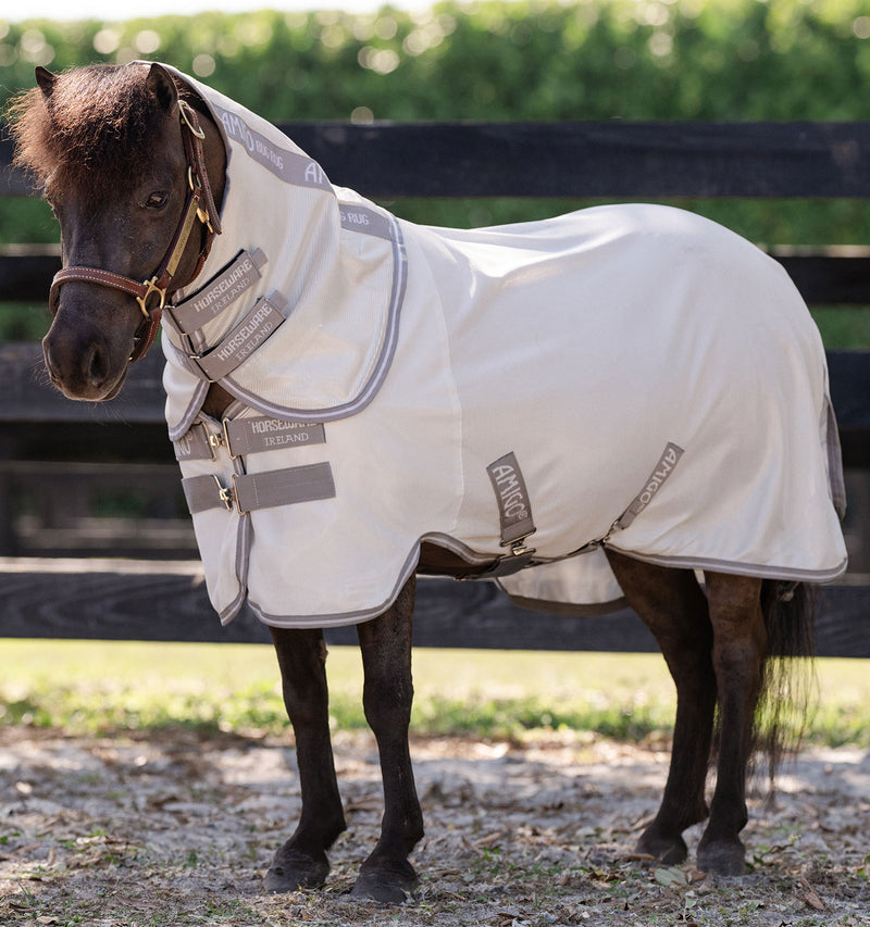 Amigo Petite Bug Rug Fly Sheet (No Fill + Hood) in Silver (Titanium Grey/Silver Trim)