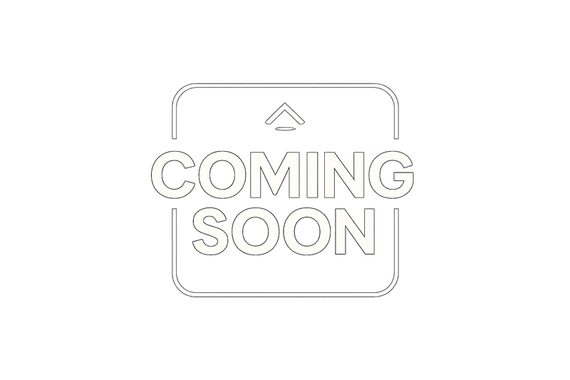 white and black logo with coming soon letters