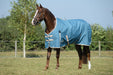 WeatherBeeta ComFiTec Essential Standard Neck Turnout Blanket (220g Medium) - Teal with Blue, Cream and Sage Green Trim