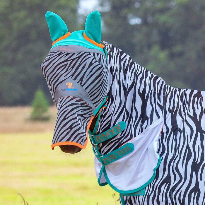 Shires Tempest Original Fly Sheet Neck Cover (No Fill) in Zebra - On Horse