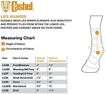 Cashel Leg Guards Size Chart