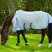 WeatherBeeta ComFiTec Airflow II Standard Neck Fly Sheet (No Fill) in Grey with Blue & Grey Trim - Horse Grazing