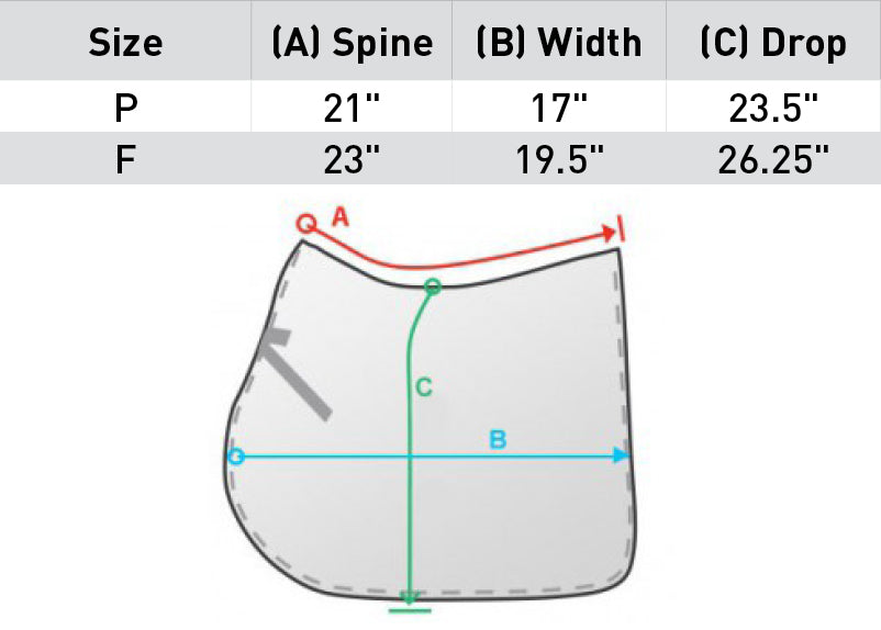 Sizing Chart Horze Duchess All Purpose Saddle Pad