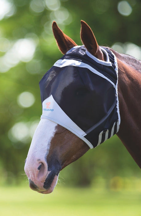 Fly Guard Pro By Shires Fine Mesh Fly Mask in Black - On Horse