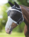 Fly Guard Pro By Shires Fine Mesh Fly Mask With Ears And Nose Fringe in Black - On Horse
