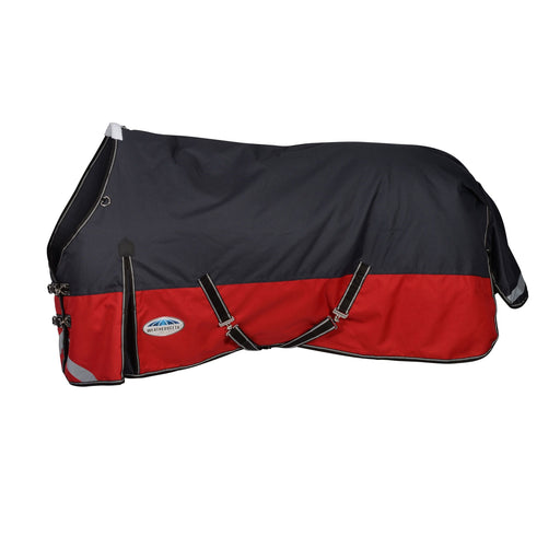 WeatherBeeta ComFiTec Plus Dynamic II Standard Neck Turnout Sheet (0g Lite) - Black and Red in Profile View with White Background