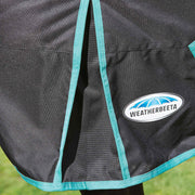 WeatherBeeta Green-Tec 900D Detach-A-Neck Turnout Blanket Lite Plus (50g Medium-Lite) in Black with Bottle Green Trim - Shoulder Gussets