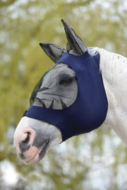 WeatherBeeta Stretch Eye Saver Fly Mask With Ears - Navy with Black Trim