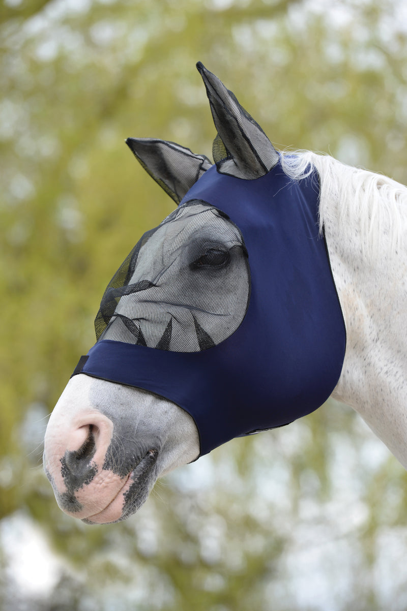 WeatherBeeta Stretch Eye Saver Fly Mask With Ears - Navy with Black Trim