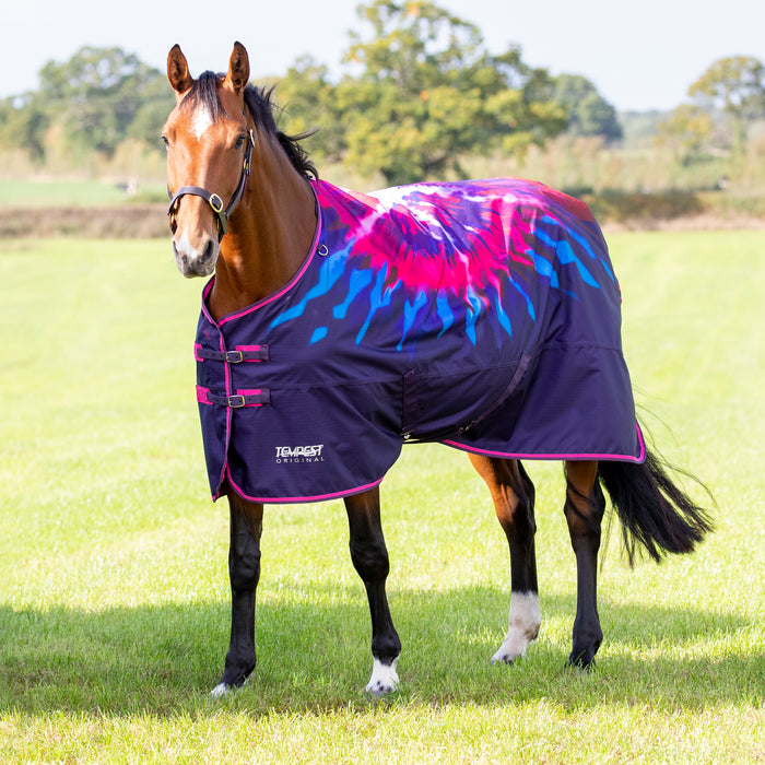 Shires Tempest Original Turnout Sheet (0g Lite) in Pink Tie Dye - Horse Looking
