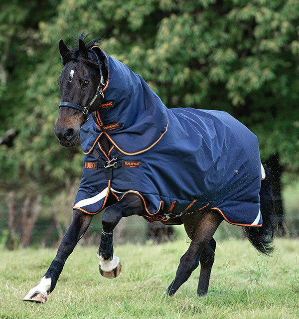 Rambo Supreme 1680D Turnout (50g Medium Lite) - Navy with Orange Trim