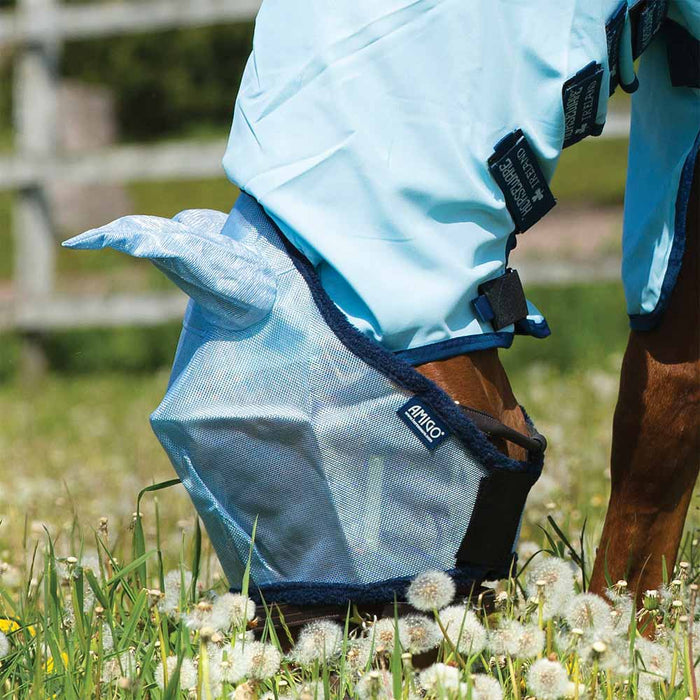 Amigo Fly Mask in Baby Blue with Navy