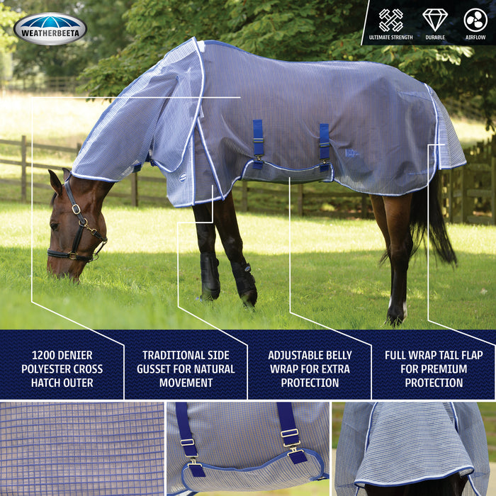 WeatherBeeta ComFiTec Ripshield Plus With Belly Wrap Detach-A-Neck Fly Sheet (No Fill) Infographic